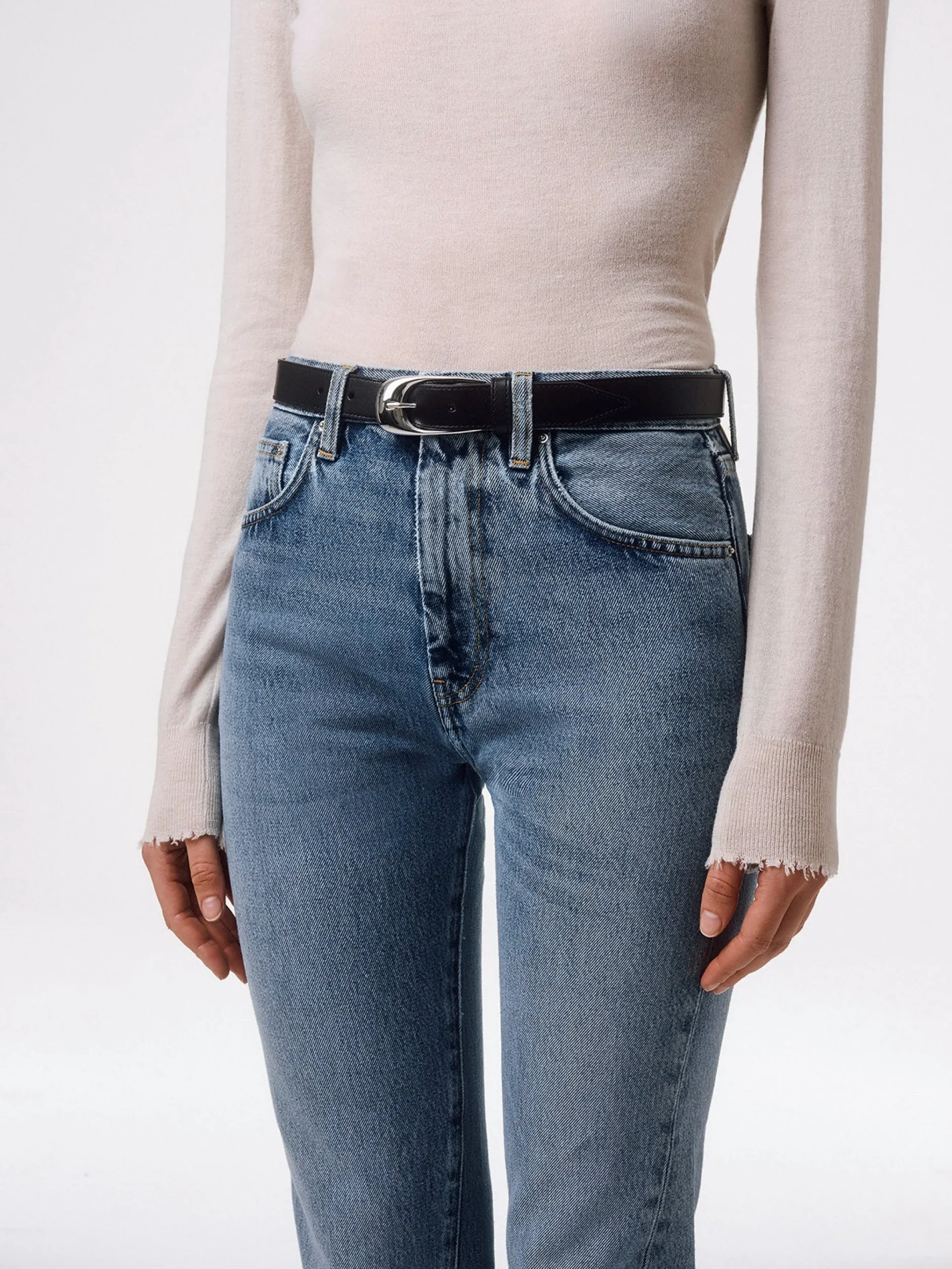 Hot Aeyde Leona Leather Belt Black/Silver