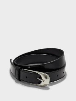 Discount Aeyde Leona Leather Belt Black Polido