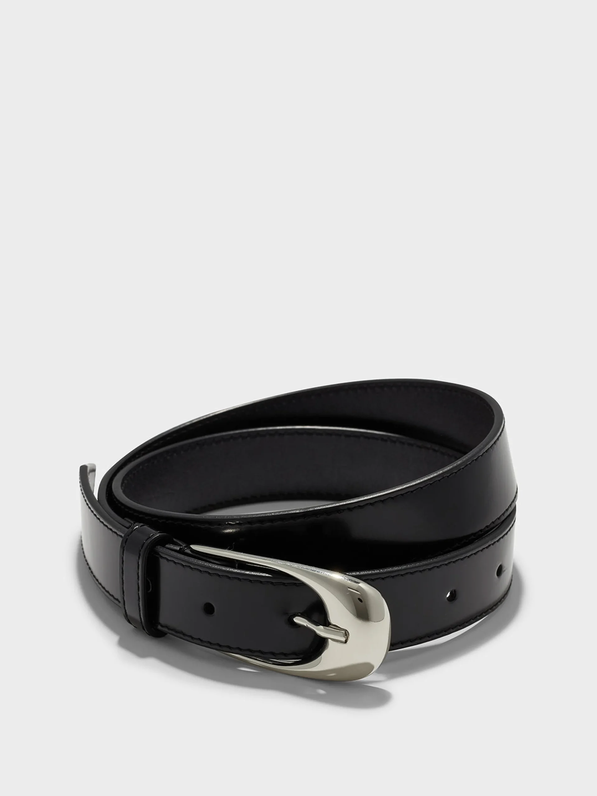 Discount Aeyde Leona Leather Belt Black Polido