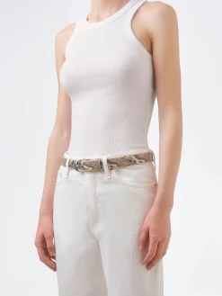 Discount Aeyde Leona Leather Belt Creamy Snake