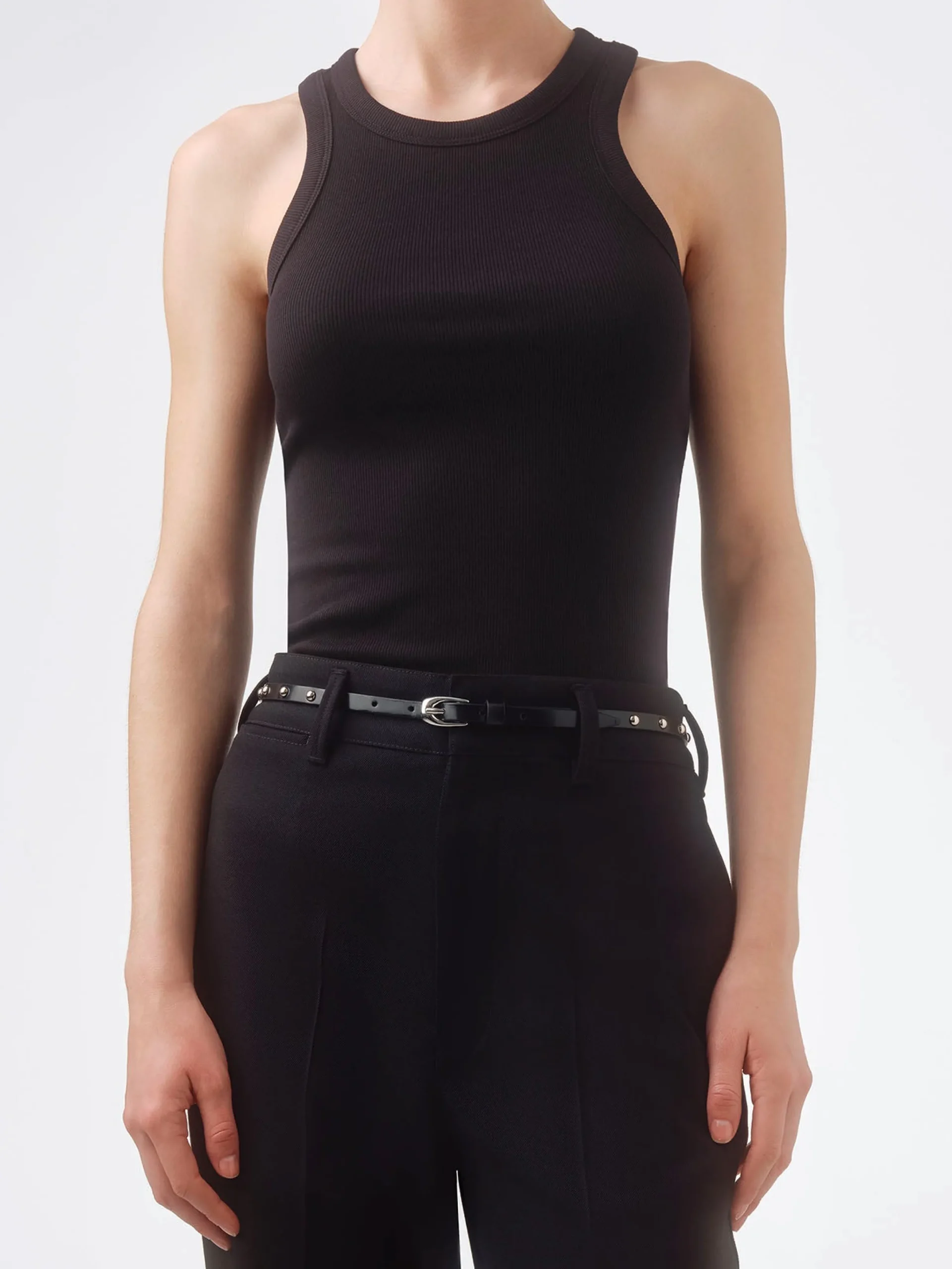 Best Aeyde Liam Studded Leather Belt Black Polido