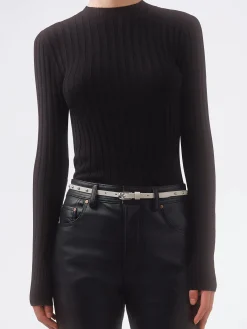 Hot Aeyde Liam Studded Leather Belt Chalk Calf