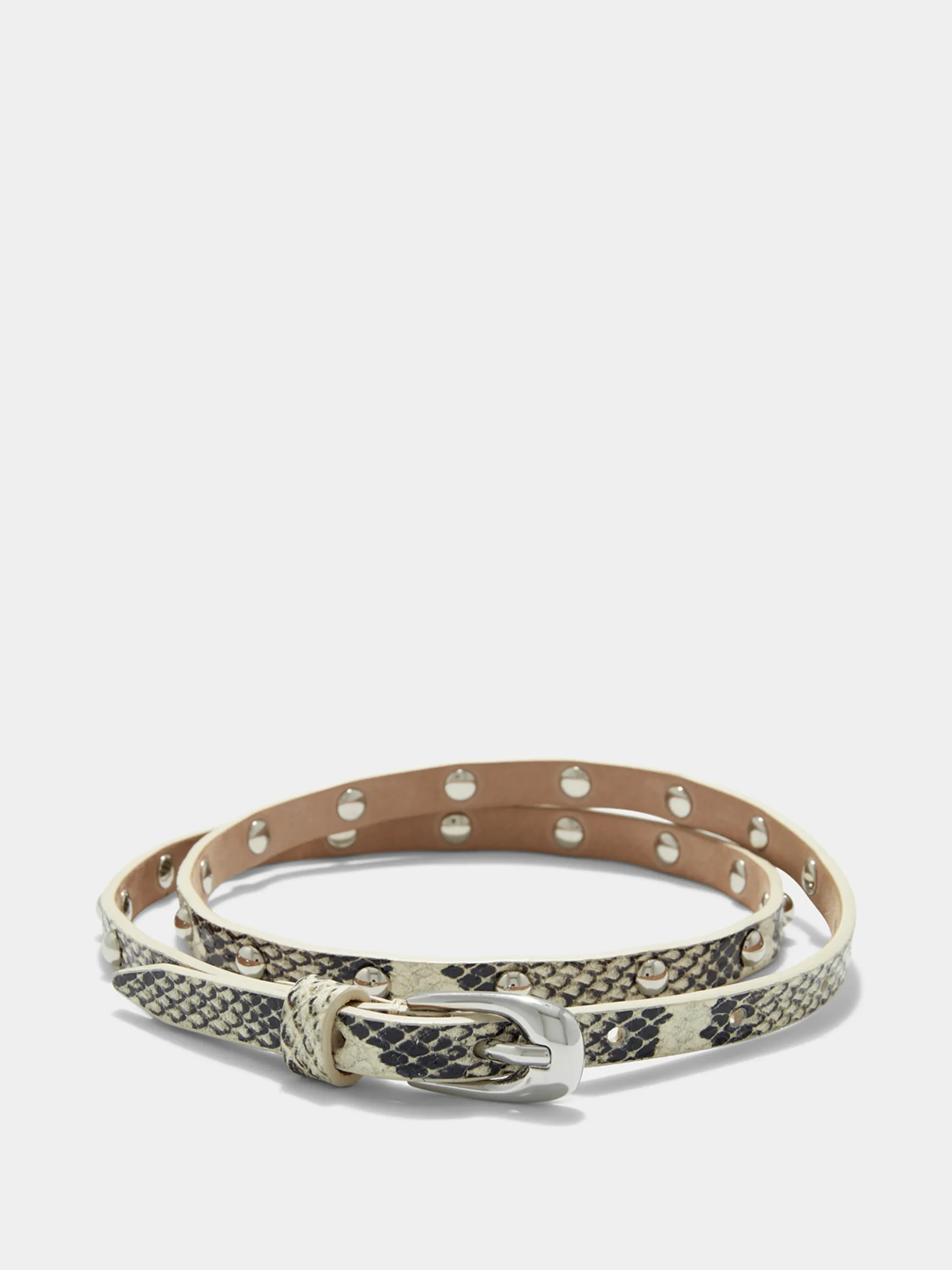 Online Aeyde Liam Studded Leather Belt Creamy Snake