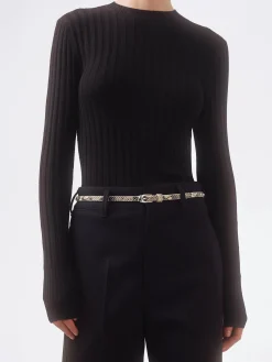 Online Aeyde Liam Studded Leather Belt Creamy Snake