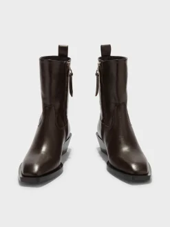 Online Aeyde Luis Leather Cowboy Ankle Boots Moka Calf