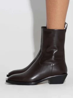 Online Aeyde Luis Leather Cowboy Ankle Boots Moka Calf