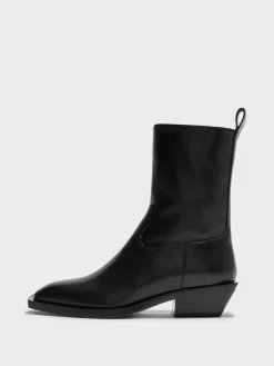 Discount Aeyde Luis Leather Cowboy Ankle Boots Black Calf