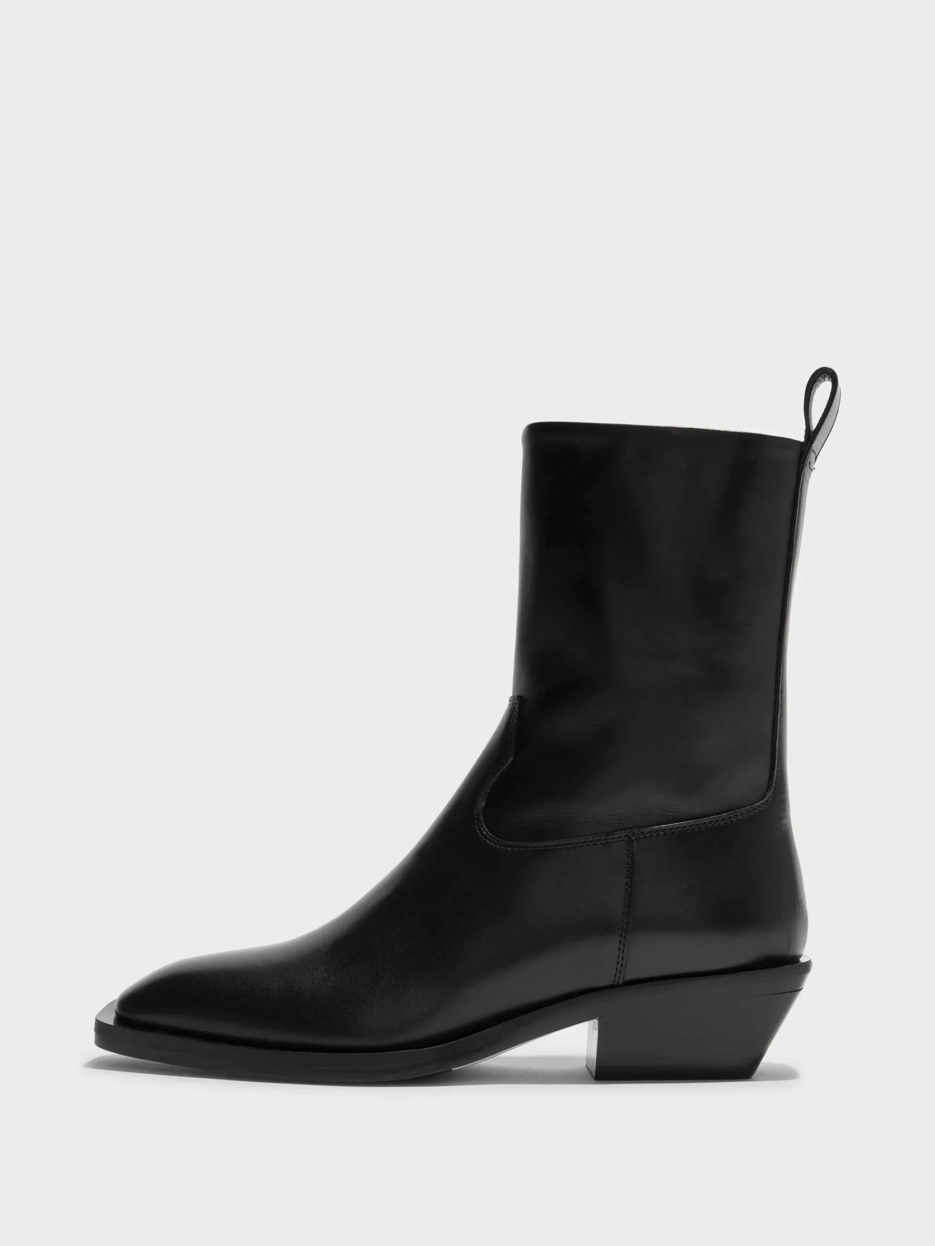 Discount Aeyde Luis Leather Cowboy Ankle Boots Black Calf