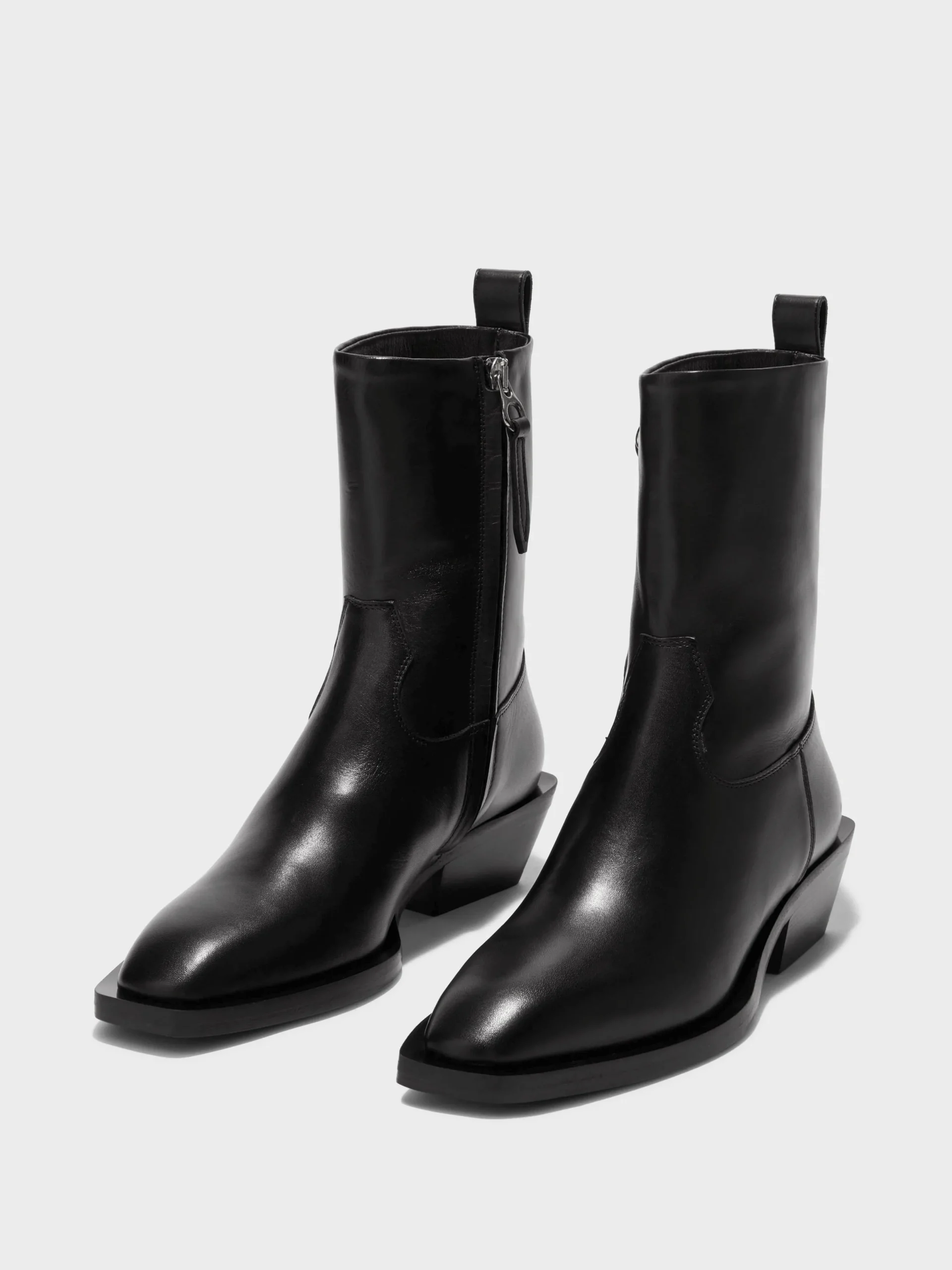 Discount Aeyde Luis Leather Cowboy Ankle Boots Black Calf