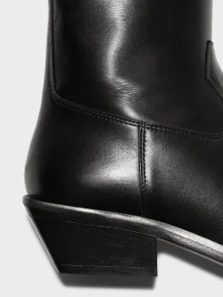 Discount Aeyde Luis Leather Cowboy Ankle Boots Black Calf