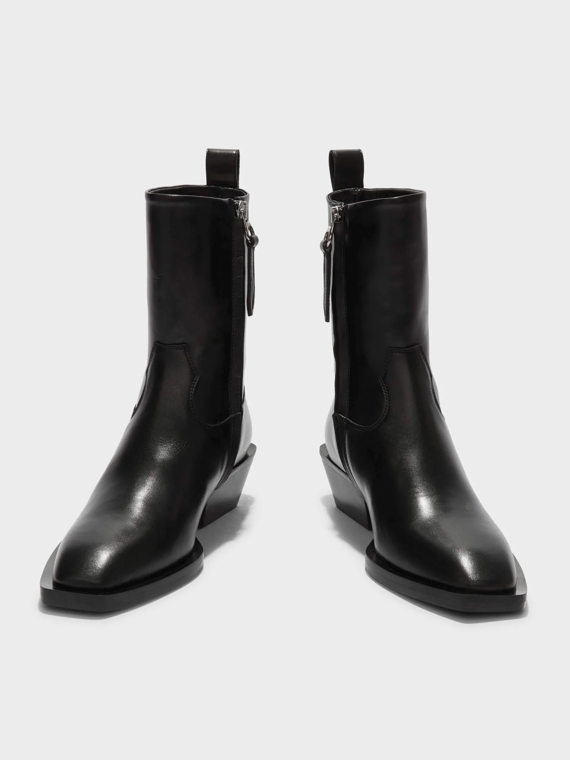 Discount Aeyde Luis Leather Cowboy Ankle Boots Black Calf