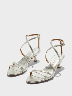 Best Aeyde Maeve Leather Stiletto Sandals Silver Nappa