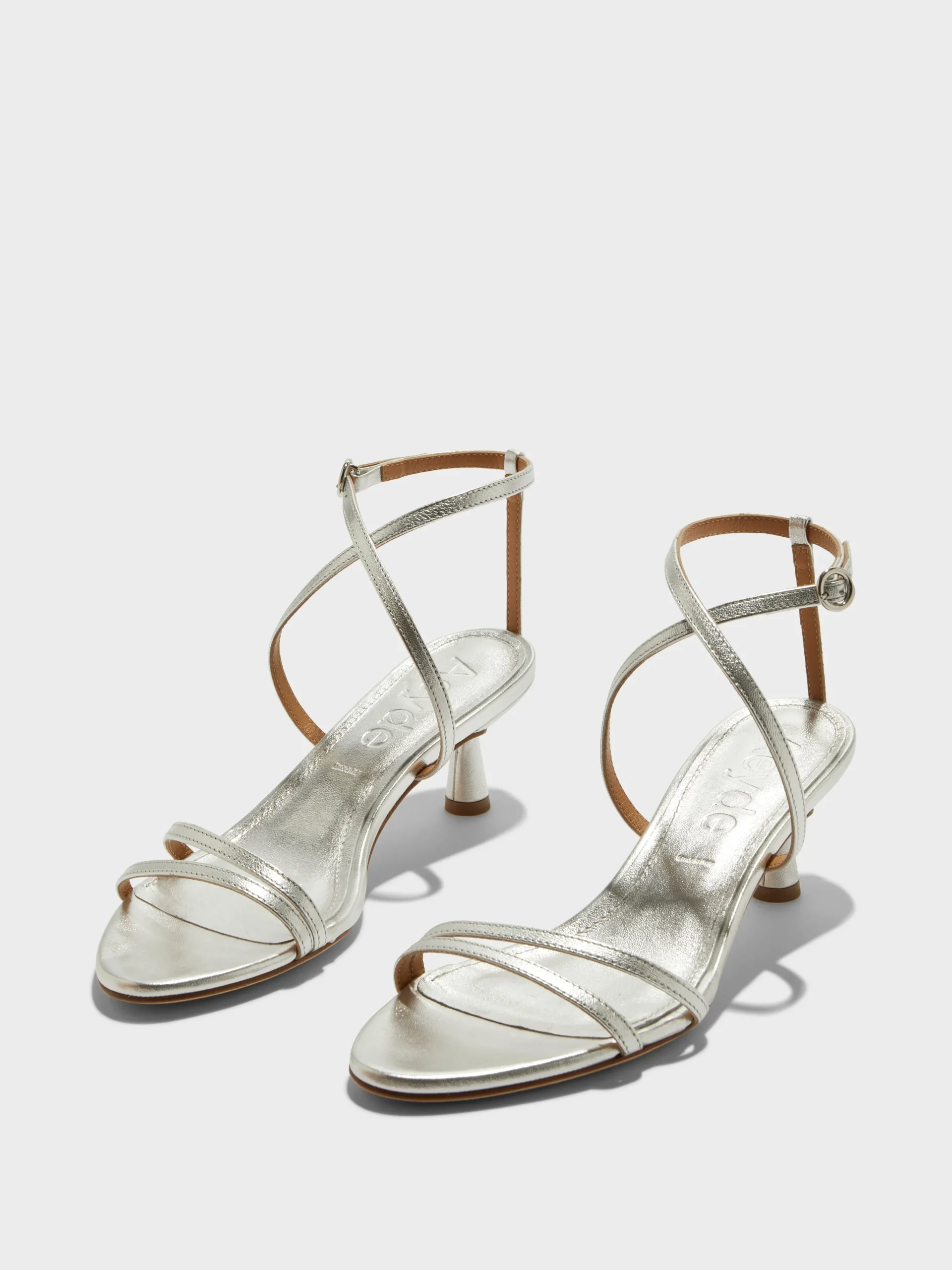 Best Aeyde Maeve Leather Stiletto Sandals Silver Nappa