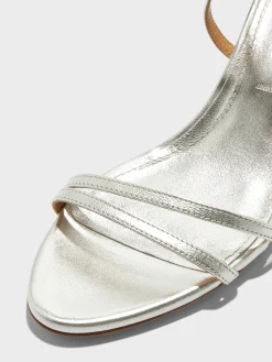 Best Aeyde Maeve Leather Stiletto Sandals Silver Nappa