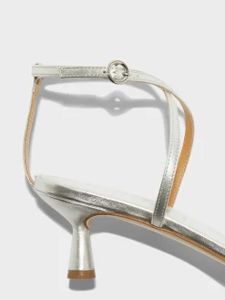 Best Aeyde Maeve Leather Stiletto Sandals Silver Nappa