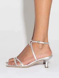 Best Aeyde Maeve Leather Stiletto Sandals Silver Nappa