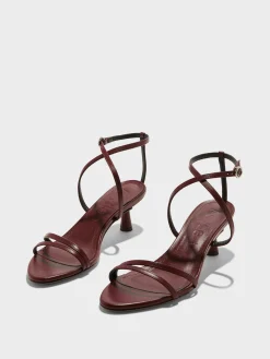 New Aeyde Maeve Leather Stiletto Sandals Port Nappa