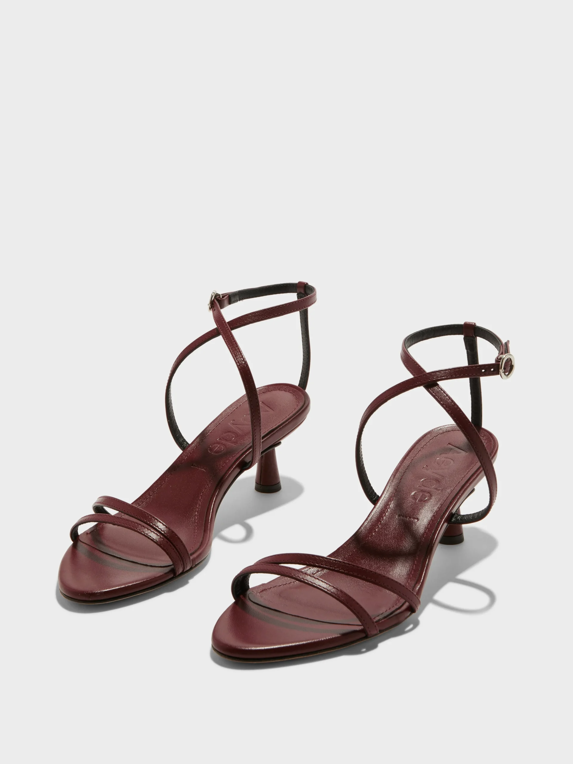 New Aeyde Maeve Leather Stiletto Sandals Port Nappa