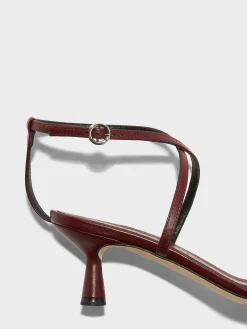 New Aeyde Maeve Leather Stiletto Sandals Port Nappa