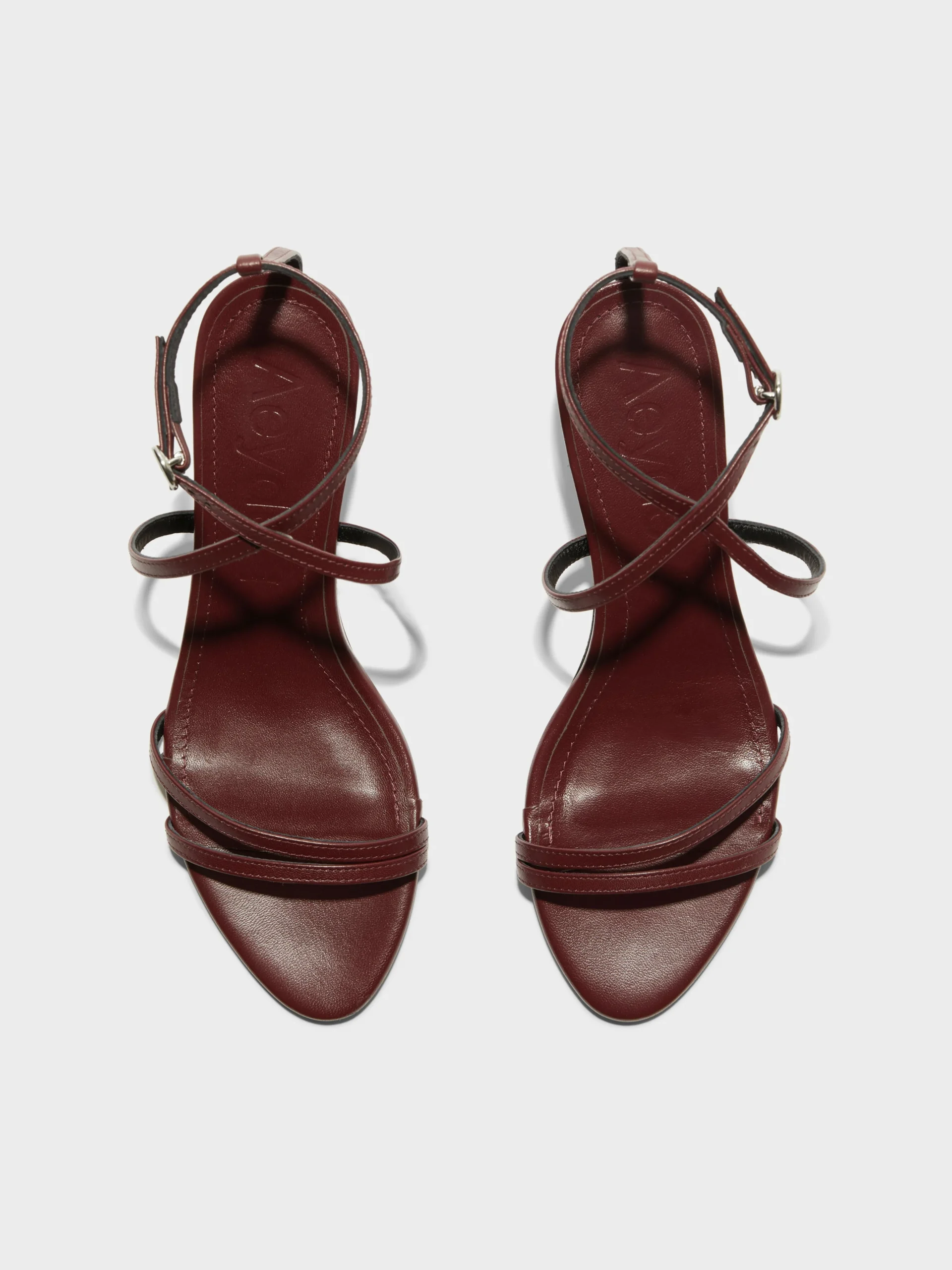 New Aeyde Maeve Leather Stiletto Sandals Port Nappa