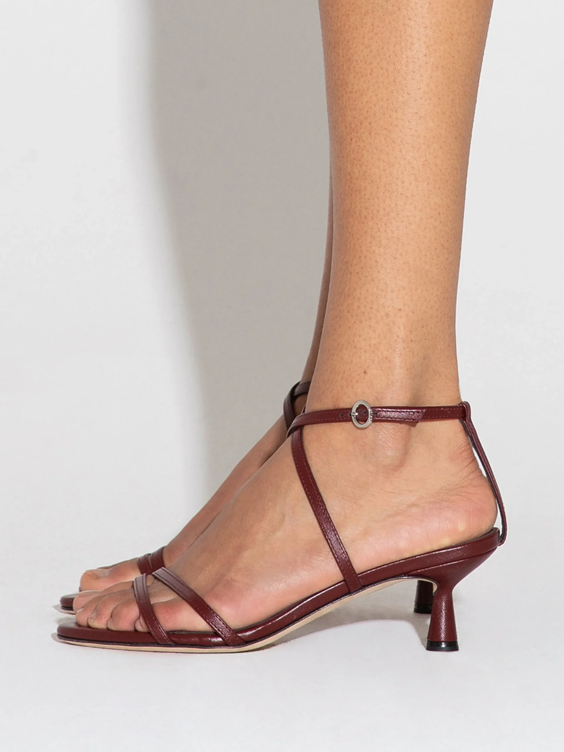 New Aeyde Maeve Leather Stiletto Sandals Port Nappa