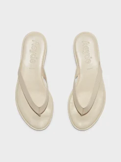 Hot Aeyde Melody Leather Thong Sandal Creamy Nappa