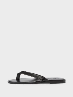 Hot Aeyde Melody Leather Thong Sandal Black Nappa