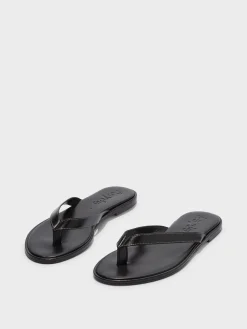 Hot Aeyde Melody Leather Thong Sandal Black Nappa