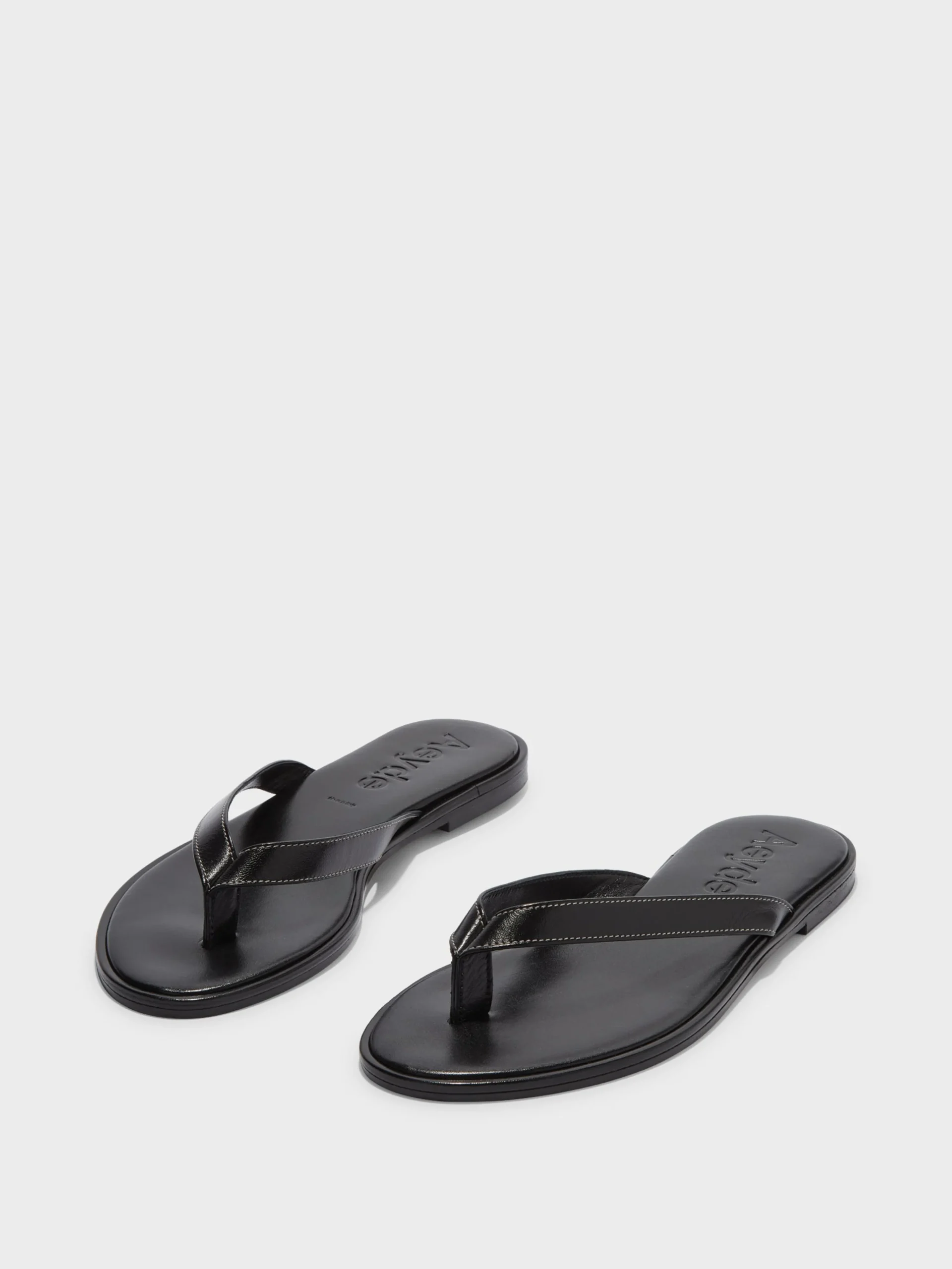 Hot Aeyde Melody Leather Thong Sandal Black Nappa
