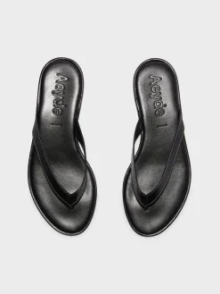 Hot Aeyde Melody Leather Thong Sandal Black Nappa
