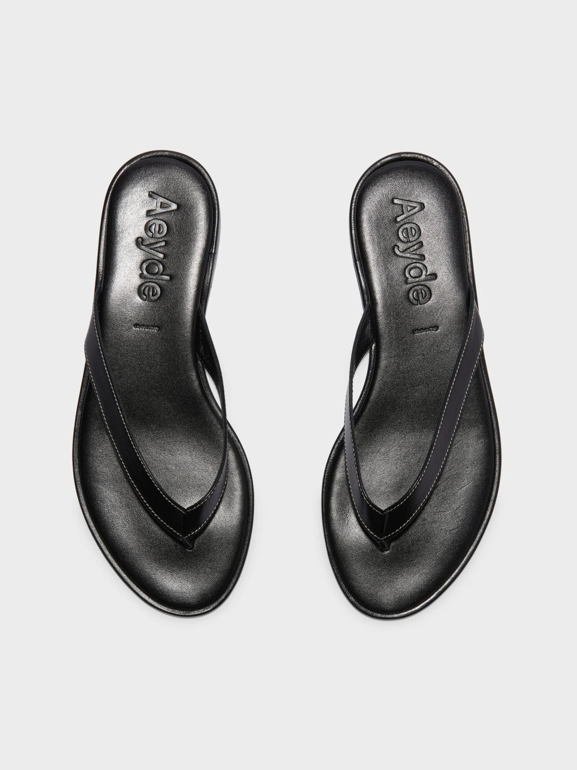Hot Aeyde Melody Leather Thong Sandal Black Nappa