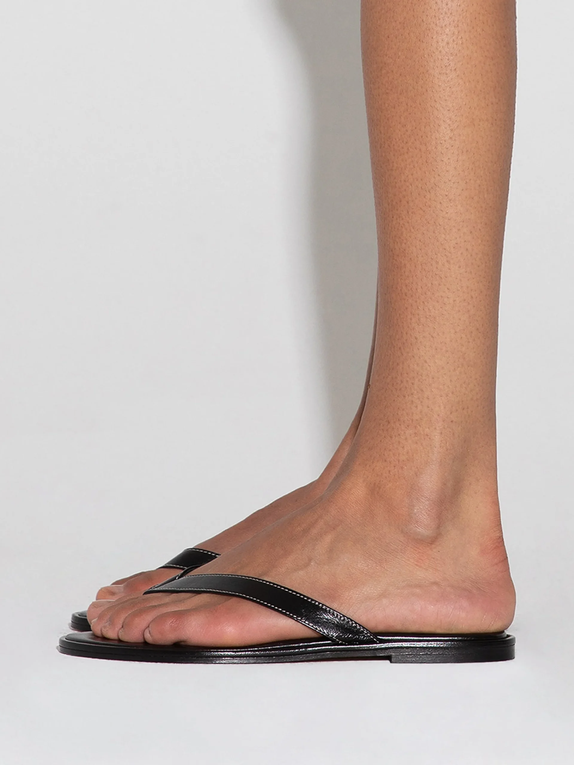 Hot Aeyde Melody Leather Thong Sandal Black Nappa