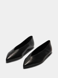 Outlet Aeyde Moa Leather Ballet Flats Black Nappa