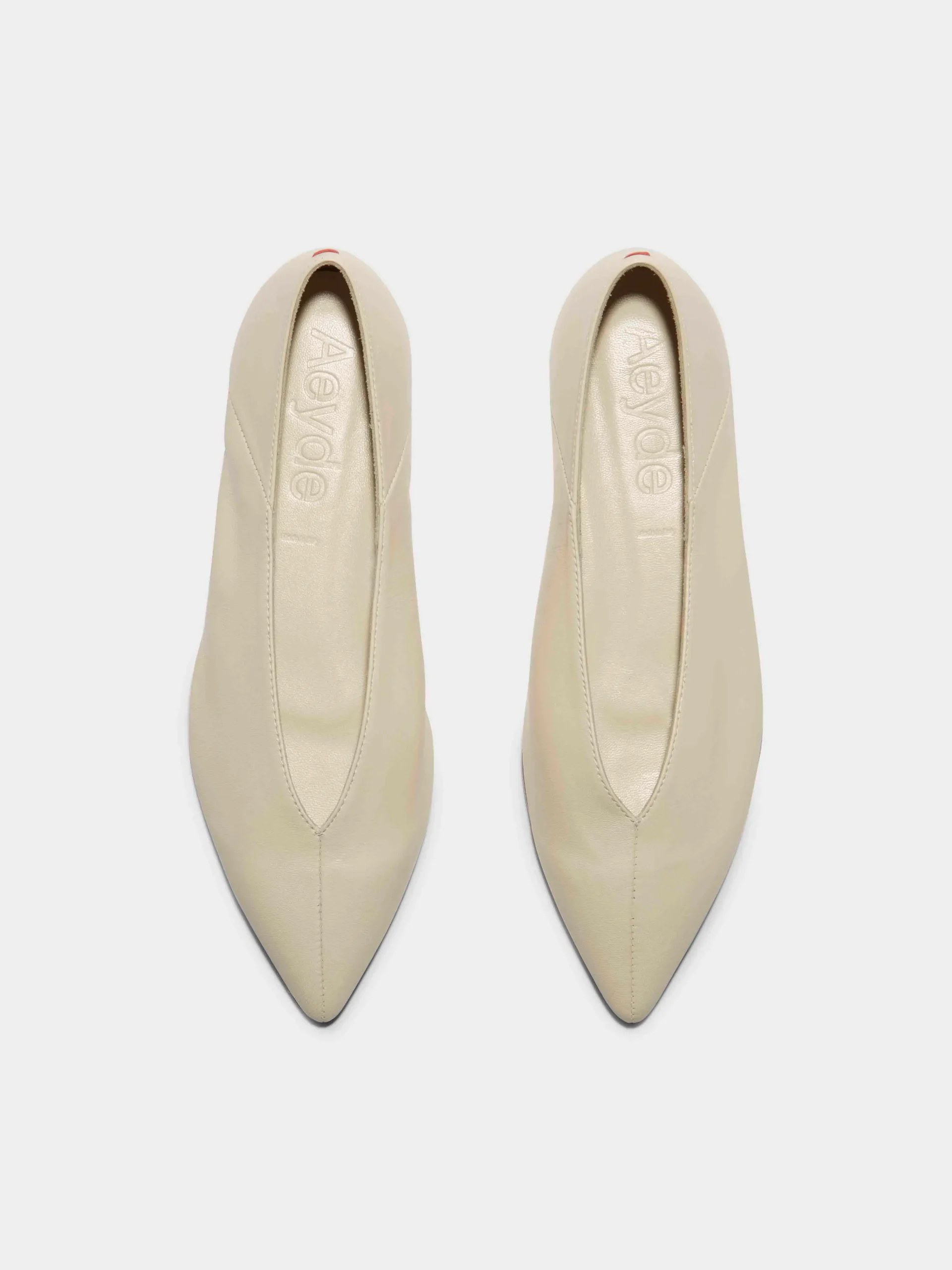 Discount Aeyde Moa Leather Ballet Flats Creamy Nappa