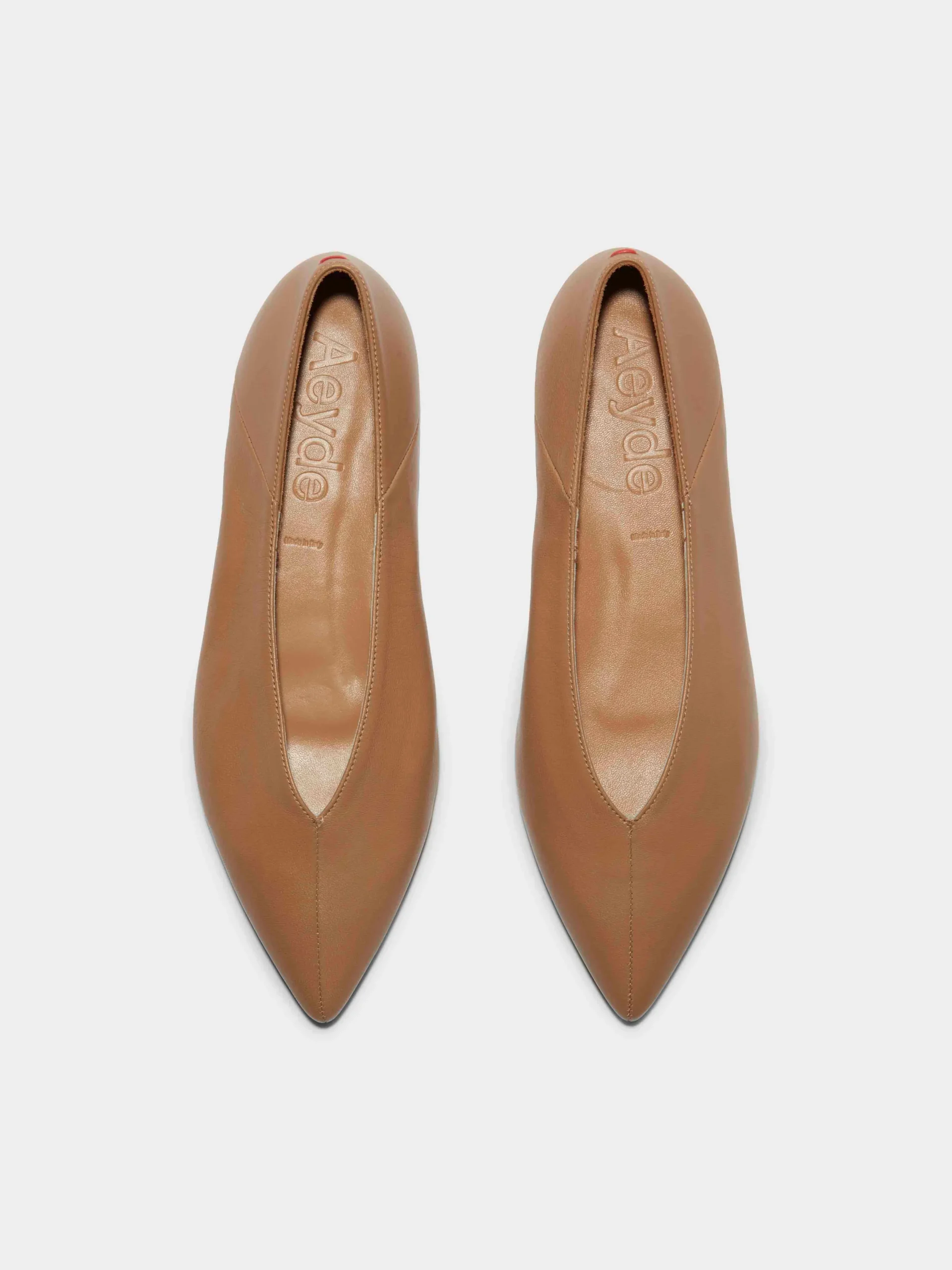 New Aeyde Moa Leather Ballet Flats Hazelnut Nappa
