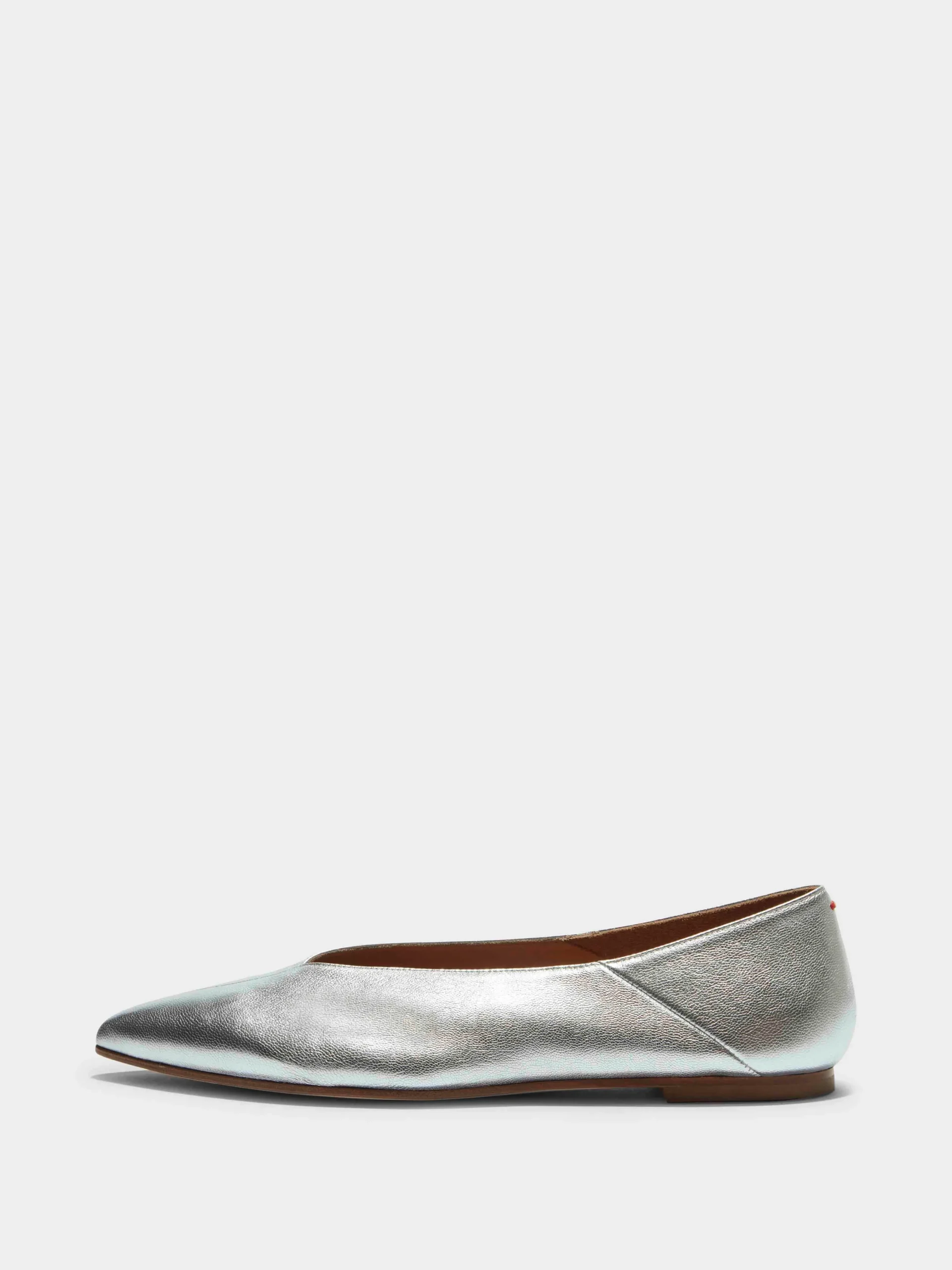 Online Aeyde Moa Leather Ballet Flats Silver Nappa
