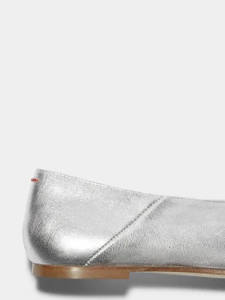 Online Aeyde Moa Leather Ballet Flats Silver Nappa