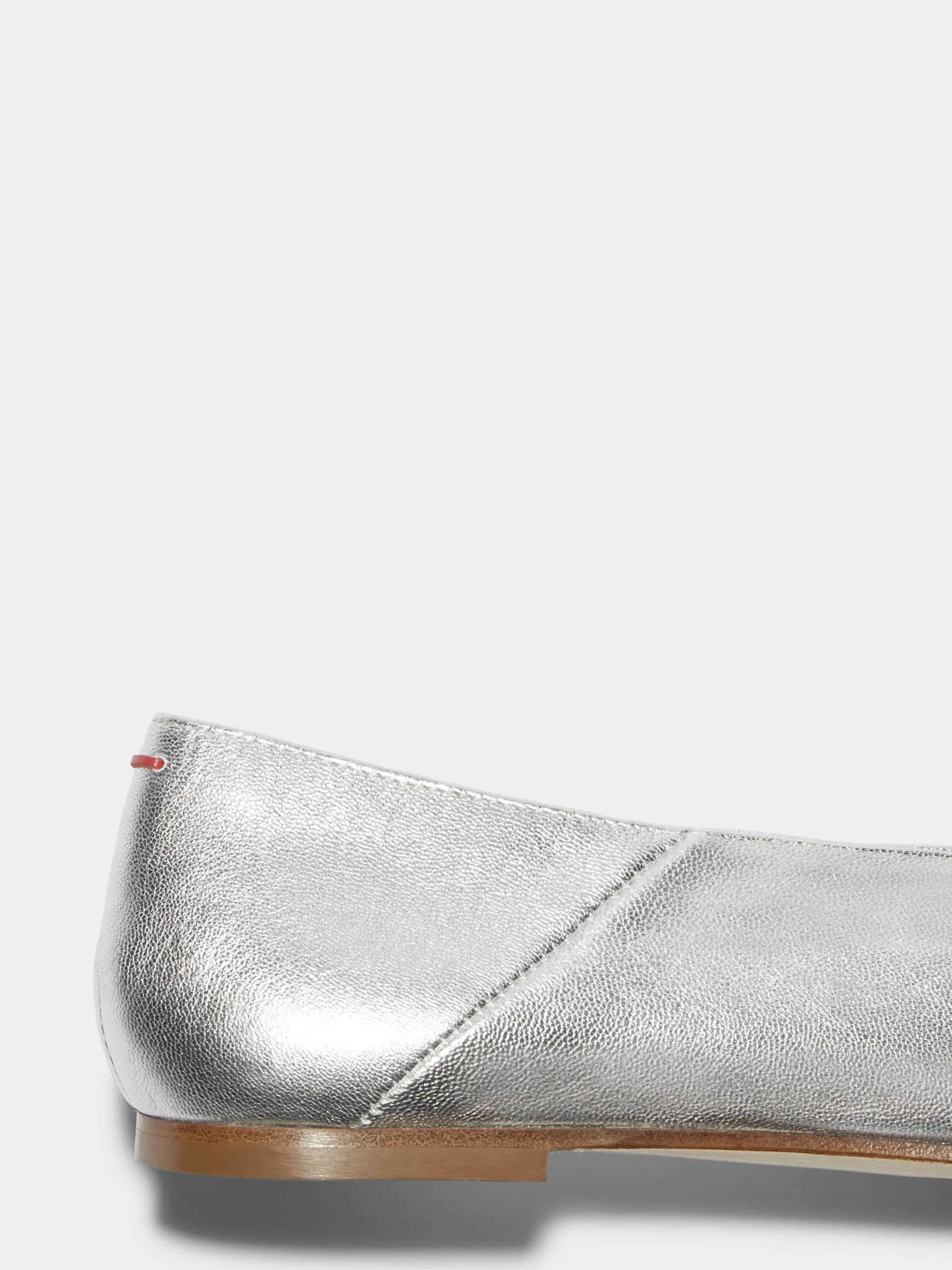 Online Aeyde Moa Leather Ballet Flats Silver Nappa