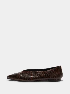 Online Aeyde Moa Leather Ballet Flats Moka Snake