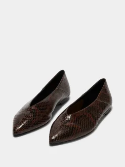 Online Aeyde Moa Leather Ballet Flats Moka Snake