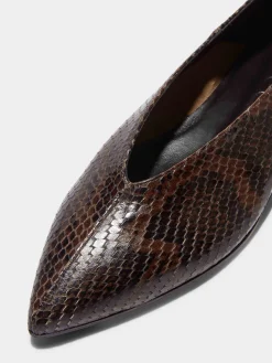 Online Aeyde Moa Leather Ballet Flats Moka Snake