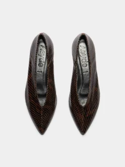Online Aeyde Moa Leather Ballet Flats Moka Snake