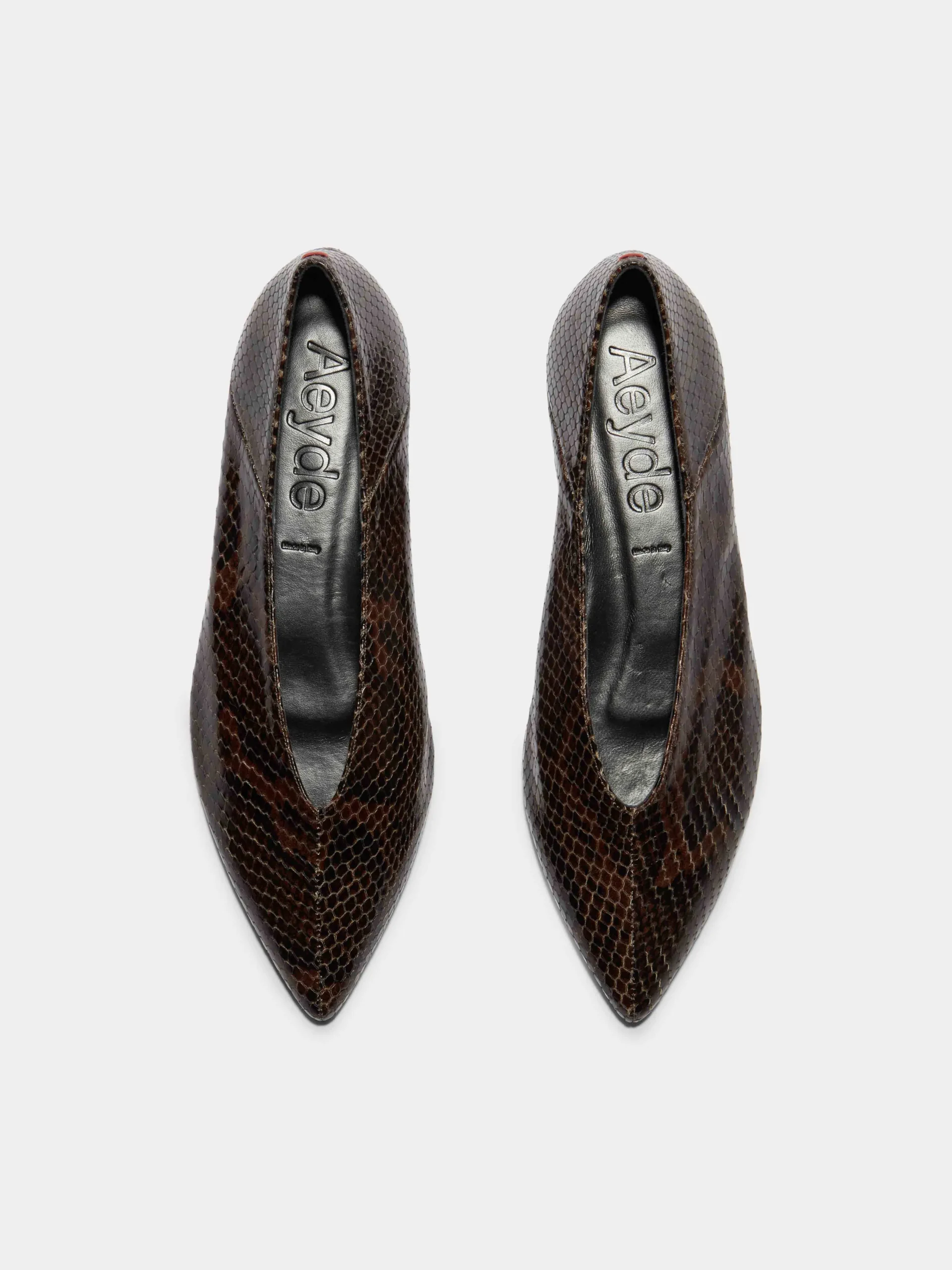 Online Aeyde Moa Leather Ballet Flats Moka Snake