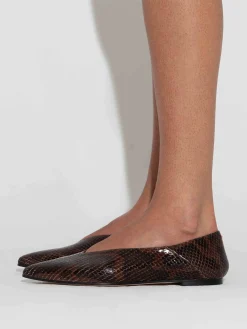 Online Aeyde Moa Leather Ballet Flats Moka Snake