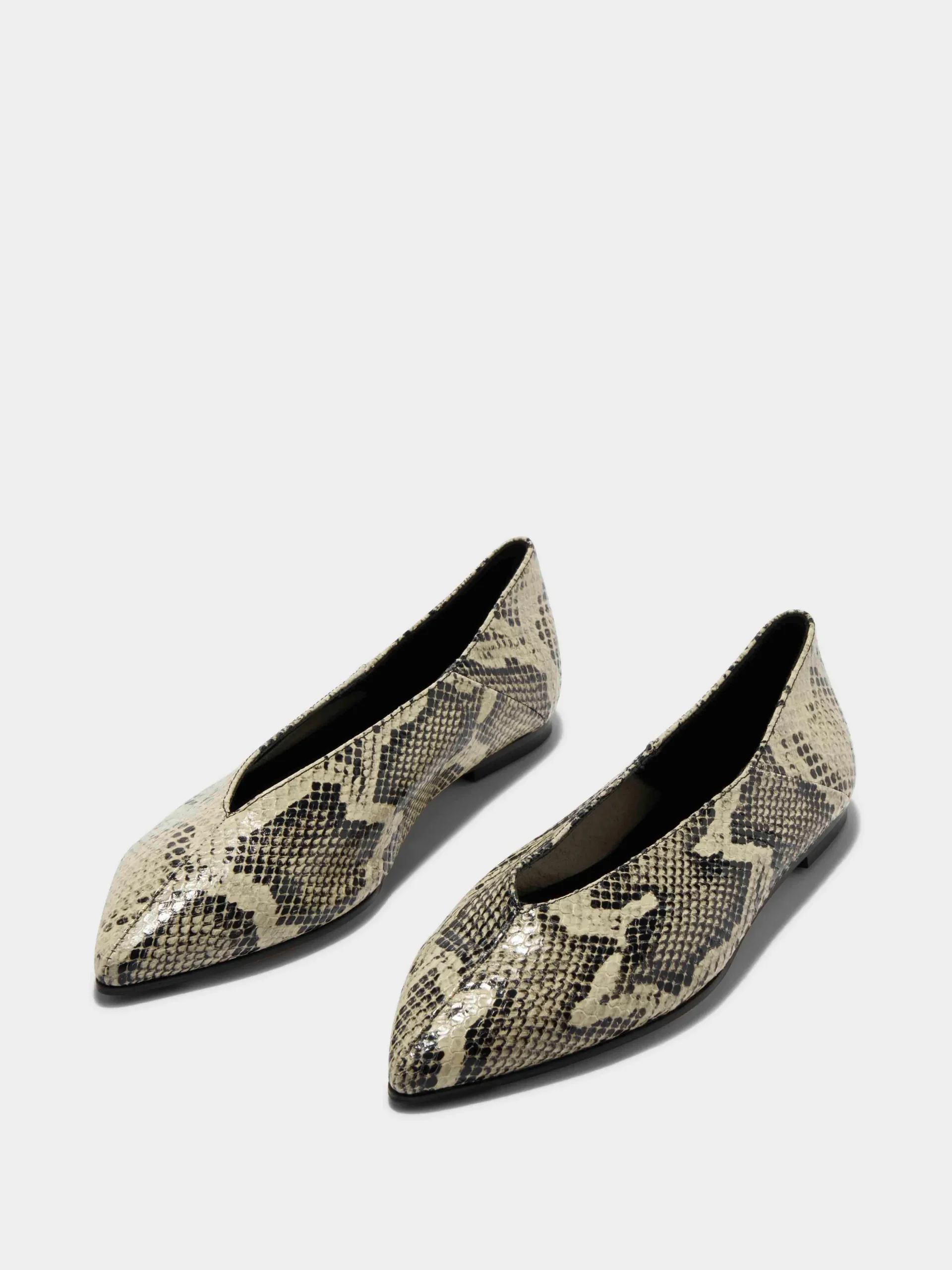 Fashion Aeyde Moa Leather Ballet Flats Creamy Snake