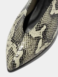 Fashion Aeyde Moa Leather Ballet Flats Creamy Snake