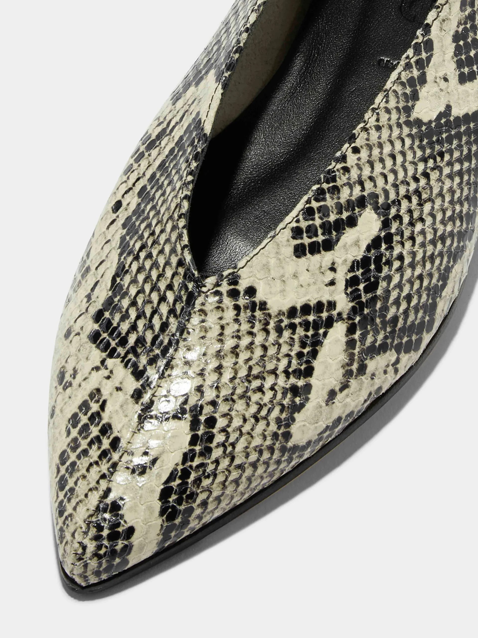 Fashion Aeyde Moa Leather Ballet Flats Creamy Snake