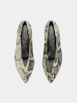 Fashion Aeyde Moa Leather Ballet Flats Creamy Snake