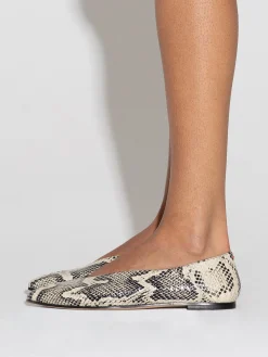Fashion Aeyde Moa Leather Ballet Flats Creamy Snake