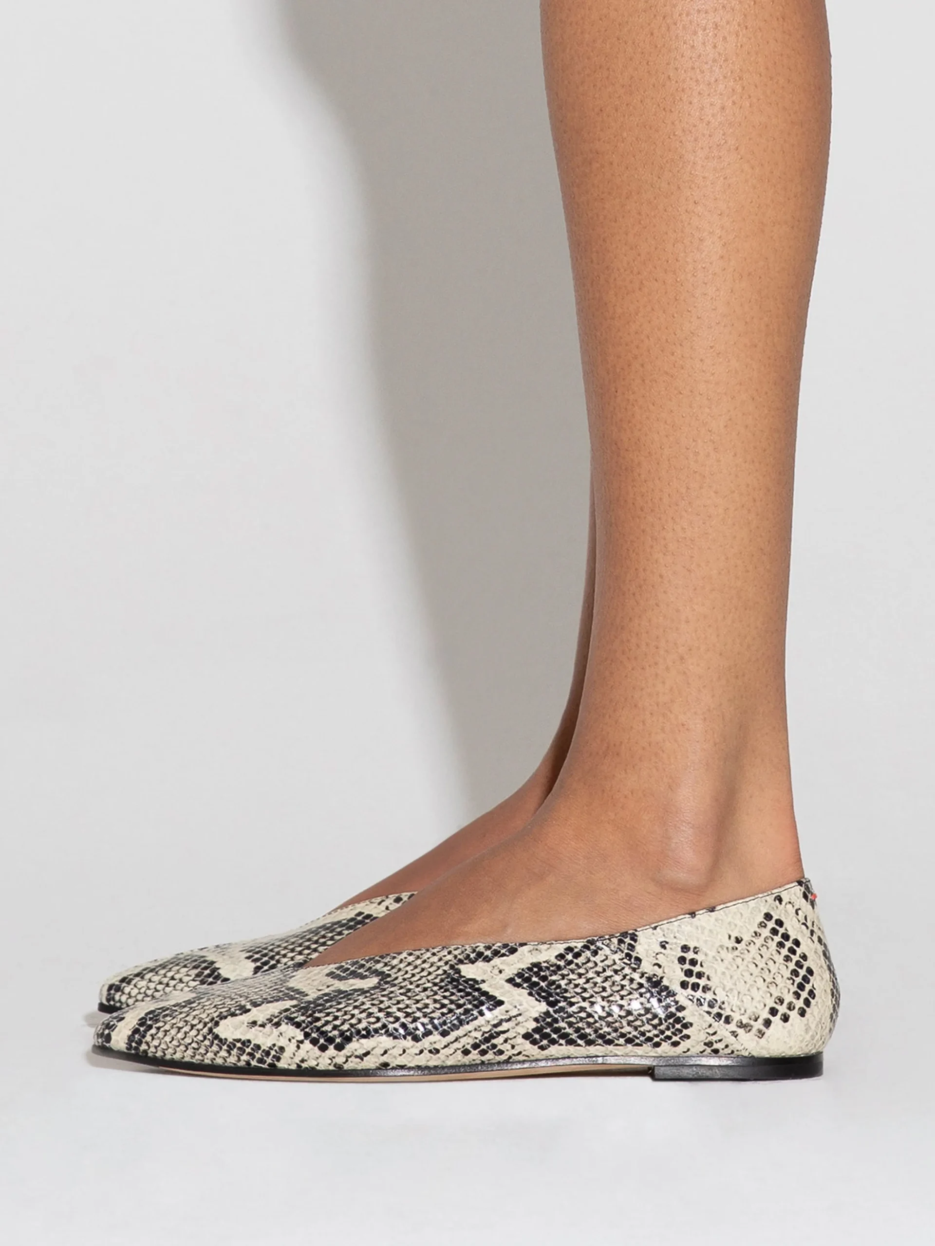 Fashion Aeyde Moa Leather Ballet Flats Creamy Snake